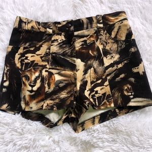 Gottex  Animal Print Lion Denim Shorts Medium